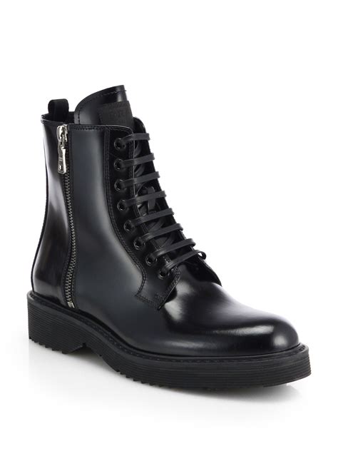 prada ankle combat boots|prada genuine leather boots.